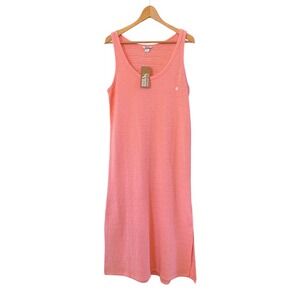 Eddie Bauer Wms Sleeveless NWT Slub L Pink Grapefruit Casual Travel Summer Dress